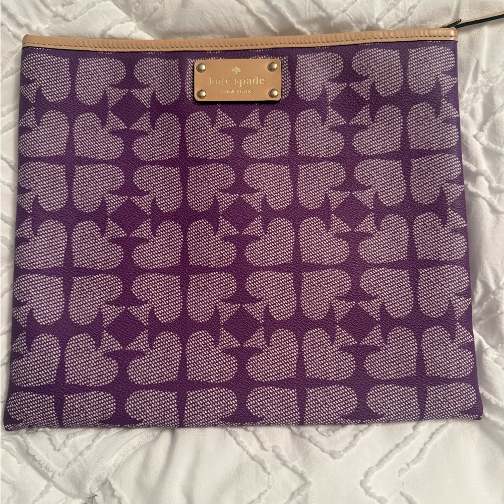 Kate Spade Purple Heart Pattern Clutch or iPad sleeve